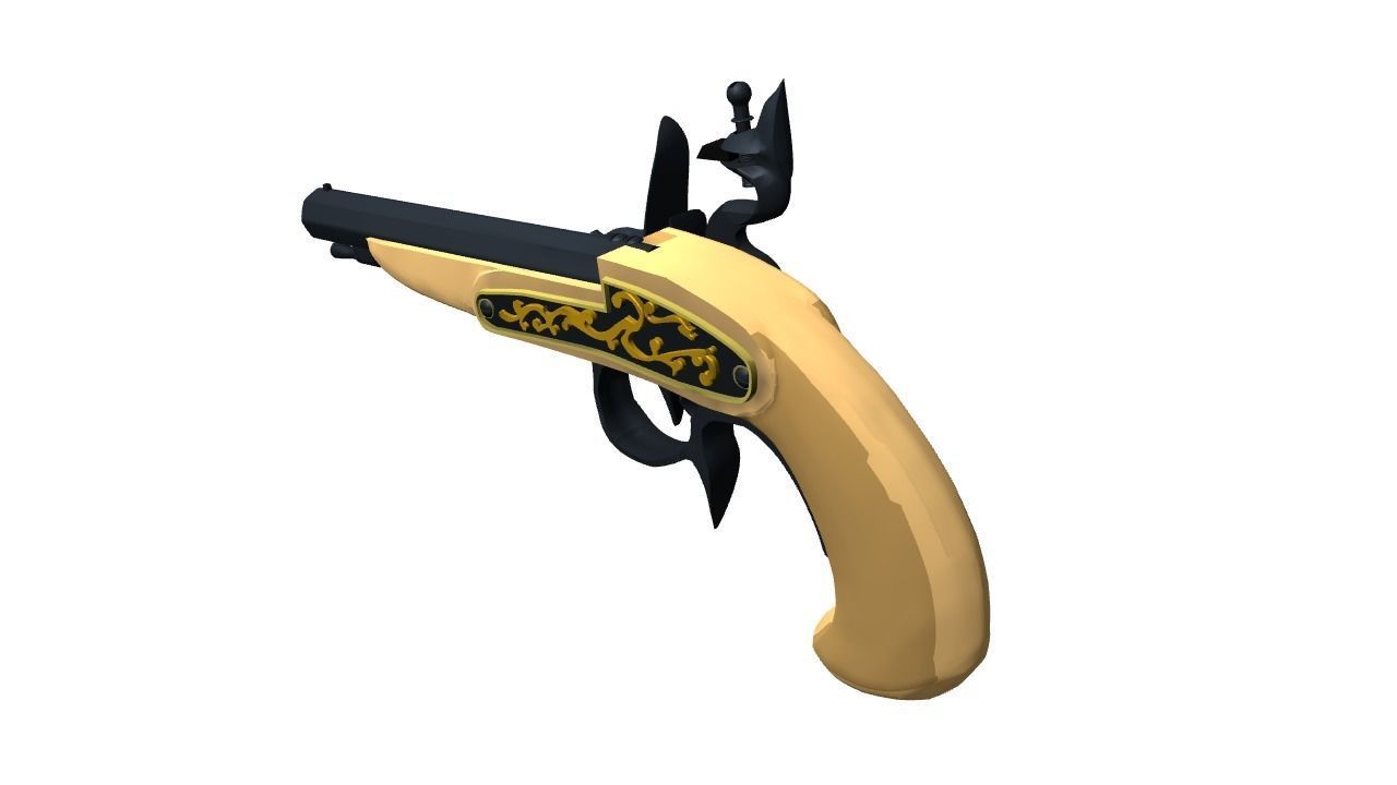 Buccan Flintlock Pistol 3D model_5