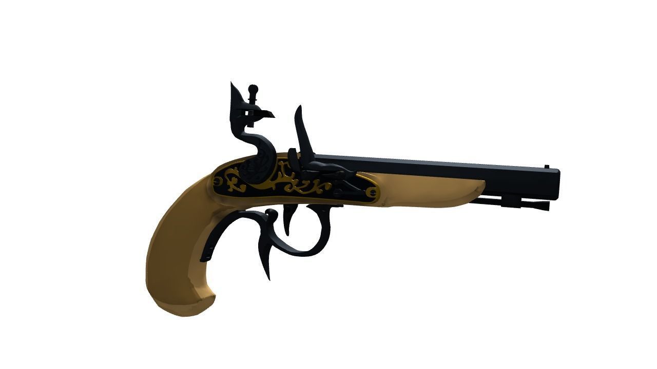 Buccan Flintlock Pistol 3D model_9