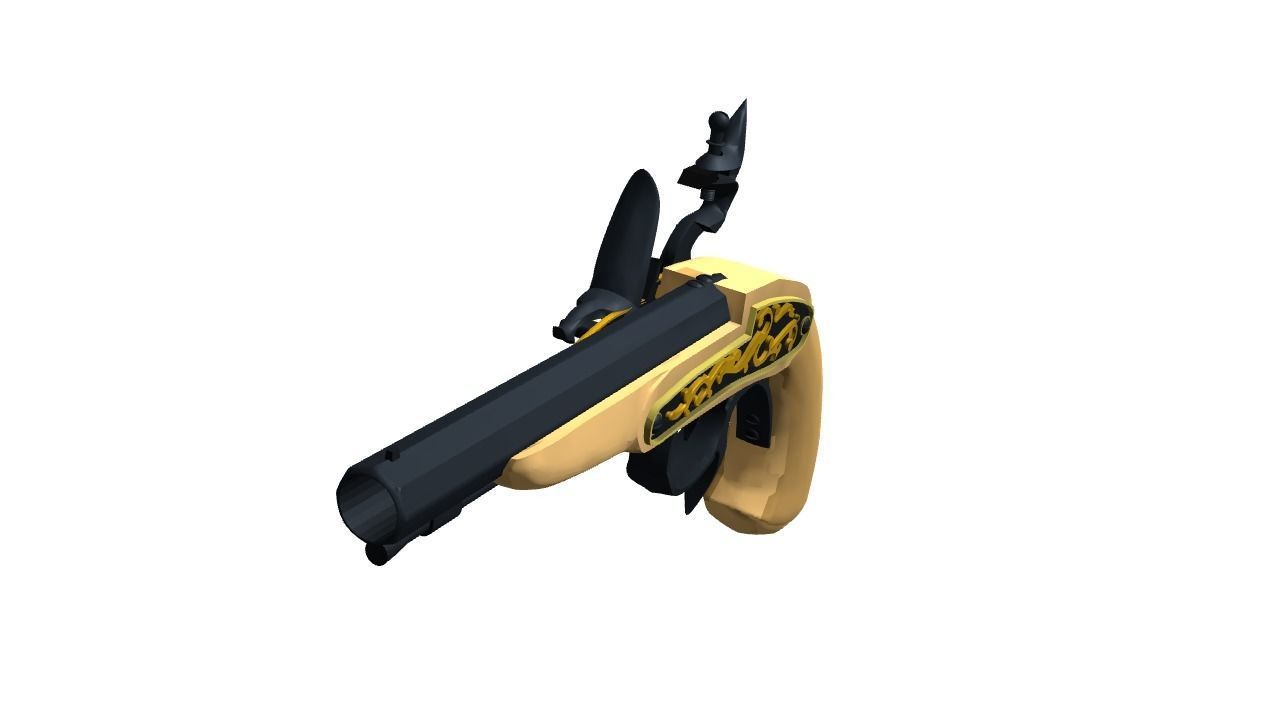 Buccan Flintlock Pistol 3D model_1