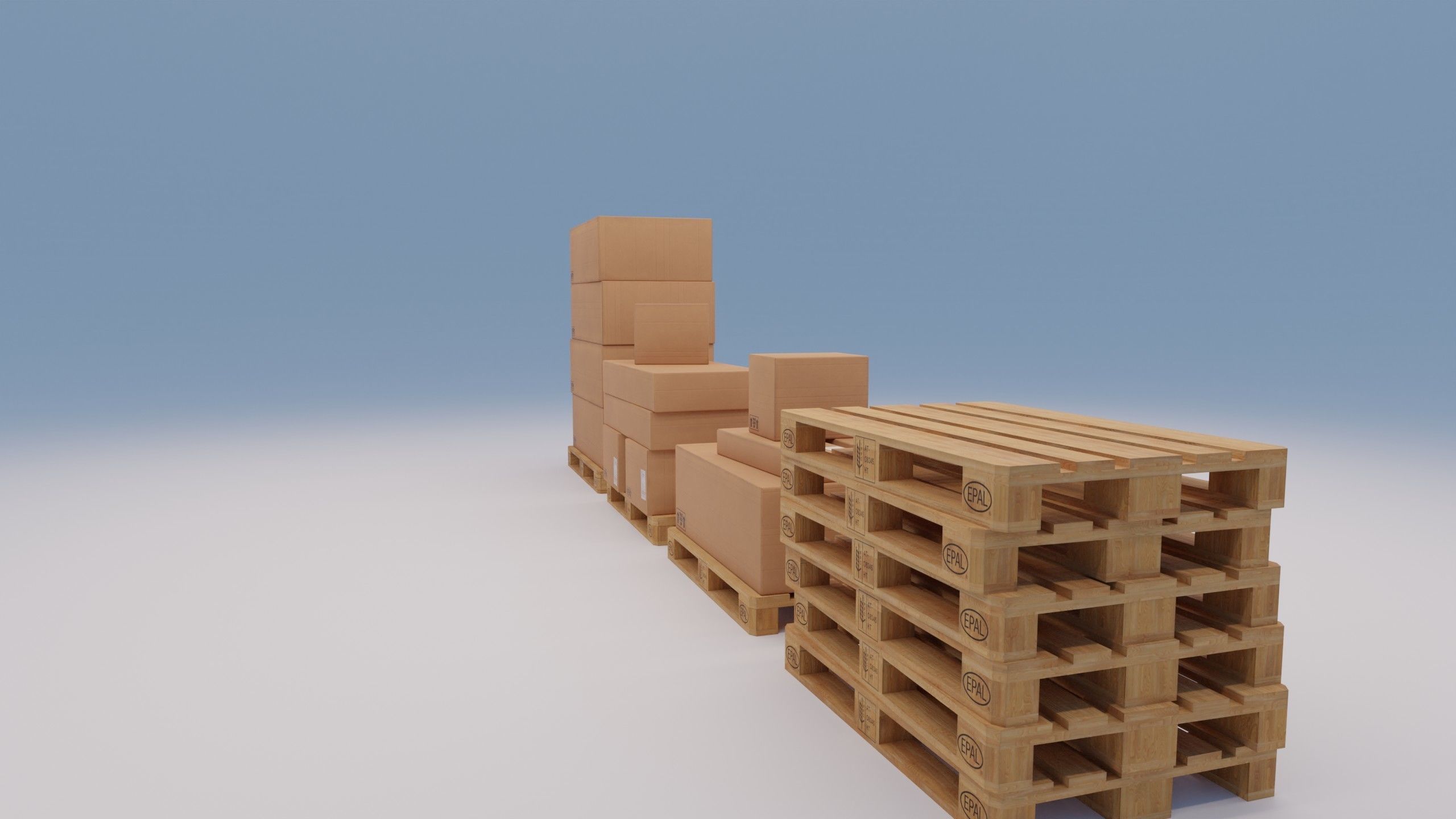 Wooden pallets with boxes - Pack 1 - Textured Low-poly 3D model_7