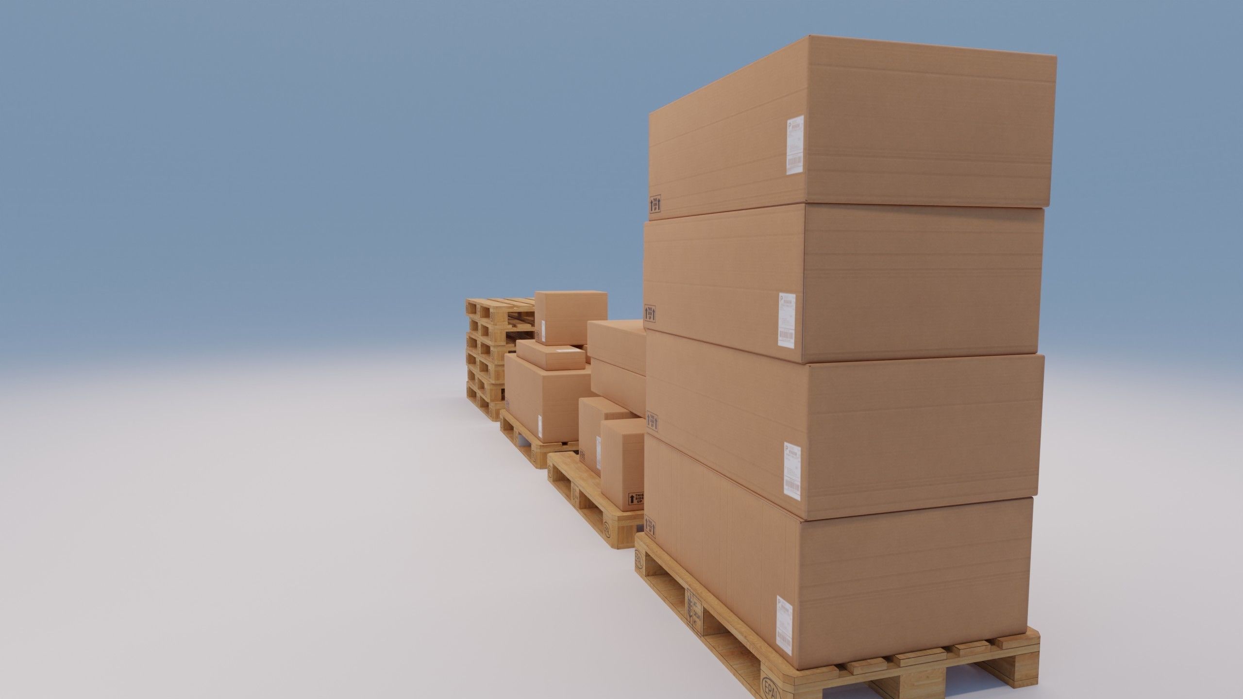 Wooden pallets with boxes - Pack 1 - Textured Low-poly 3D model_2