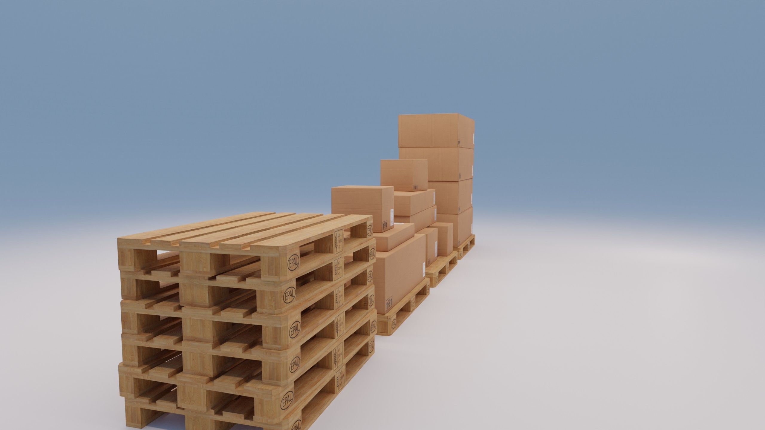 Wooden pallets with boxes - Pack 1 - Textured Low-poly 3D model_8