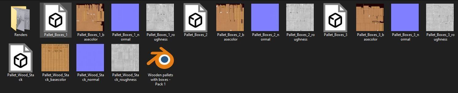 Wooden pallets with boxes - Pack 1 - Textured Low-poly 3D model_10