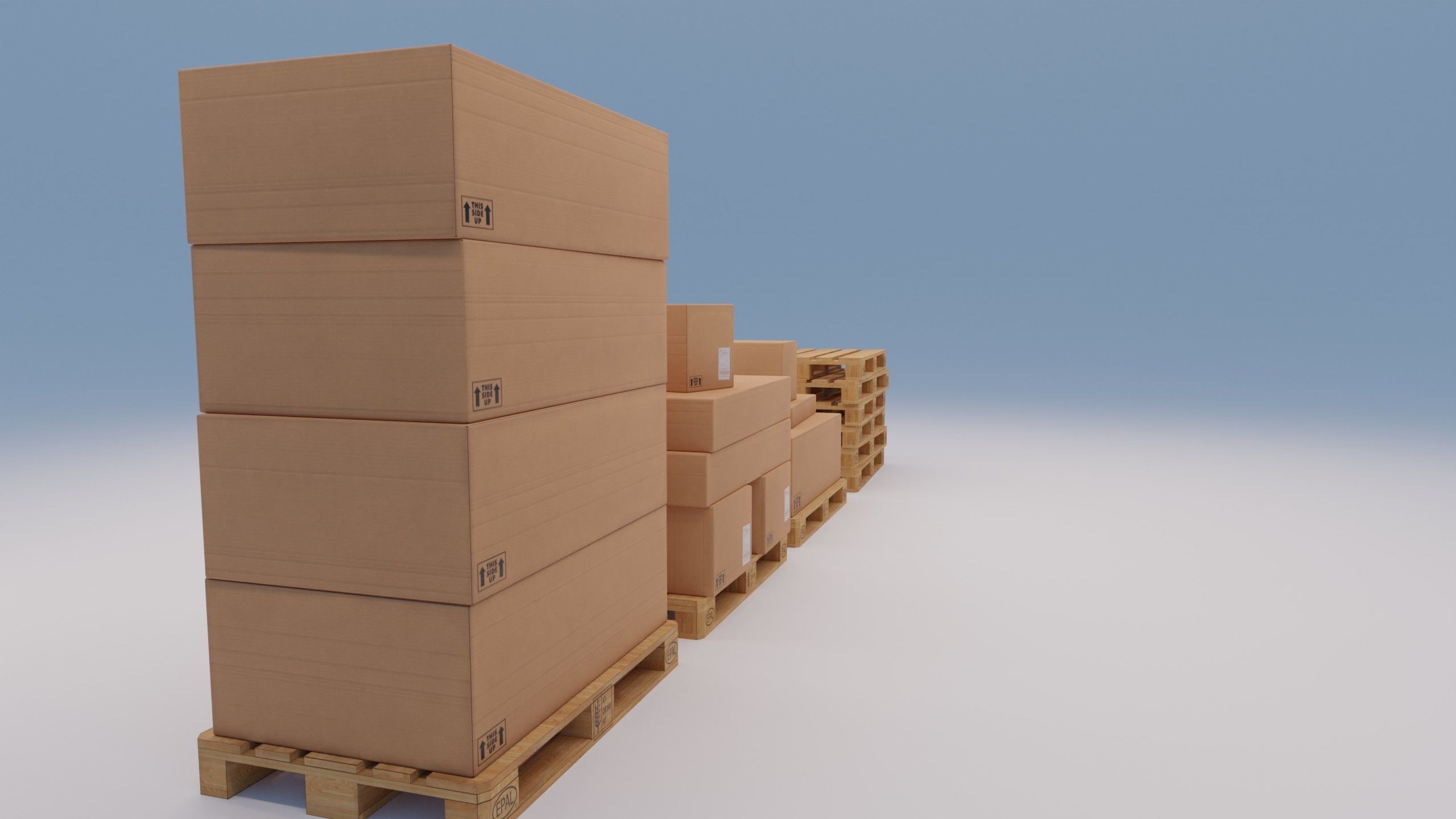 Wooden pallets with boxes - Pack 1 - Textured Low-poly 3D model_3
