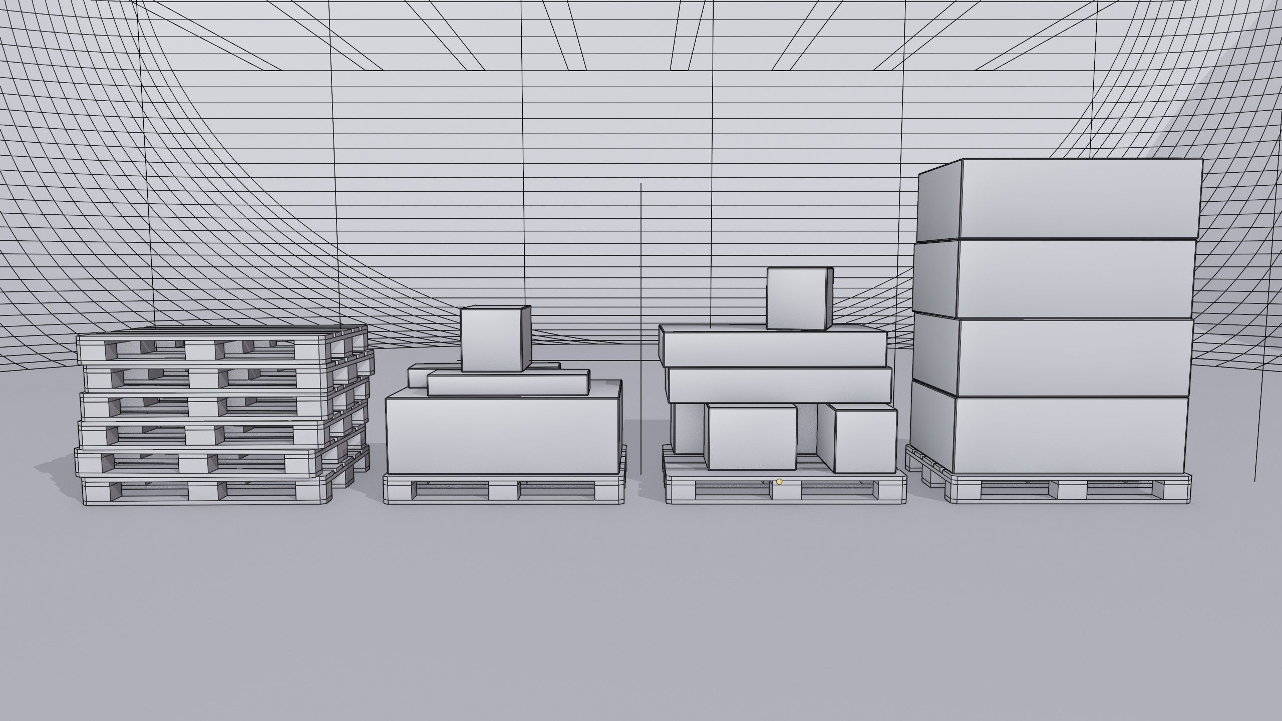 Wooden pallets with boxes - Pack 1 - Textured Low-poly 3D model_11