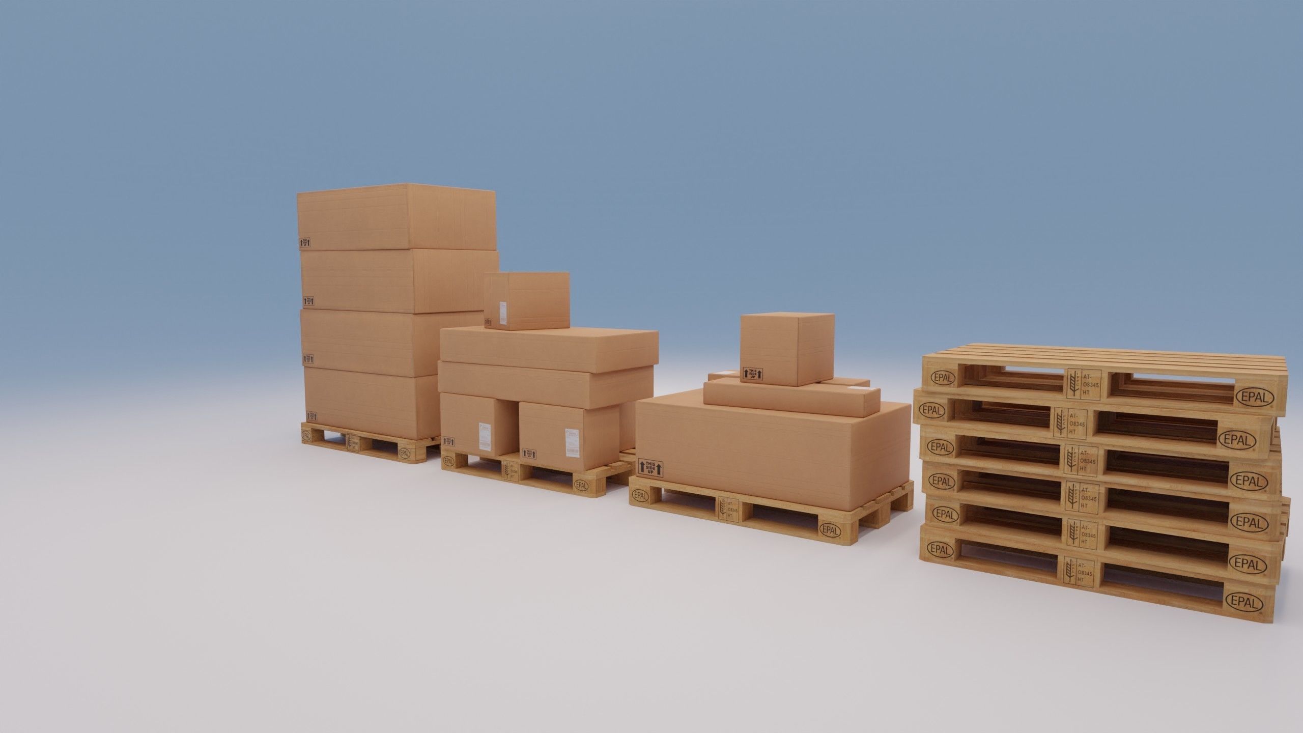 Wooden pallets with boxes - Pack 1 - Textured Low-poly 3D model_6