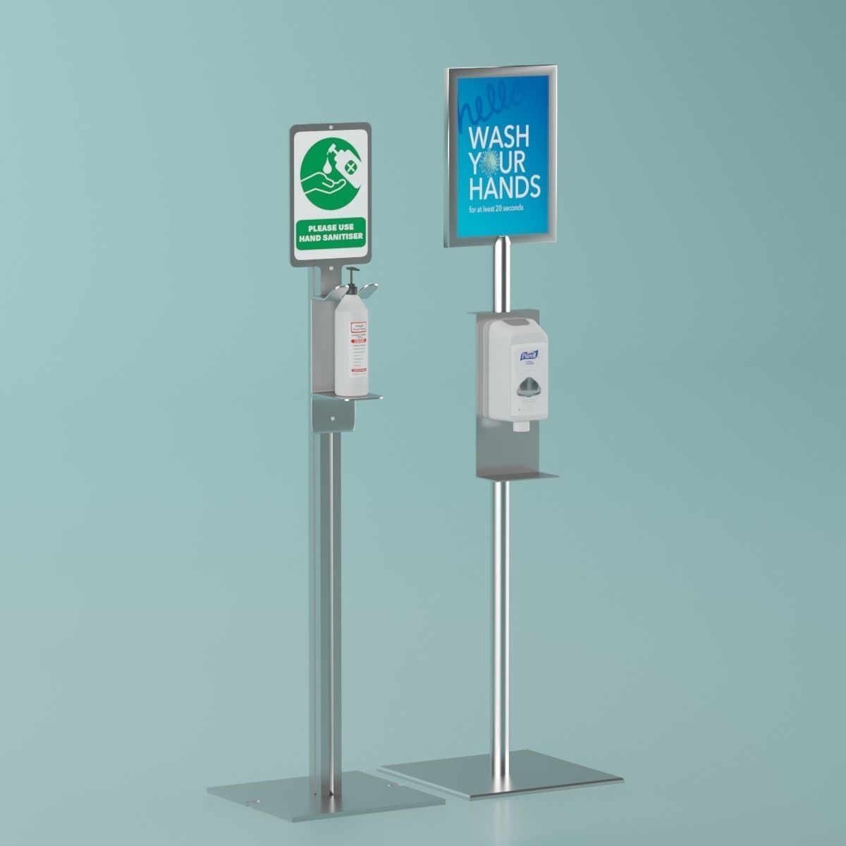Sanitizer Stand Set Low-poly 3D model_3