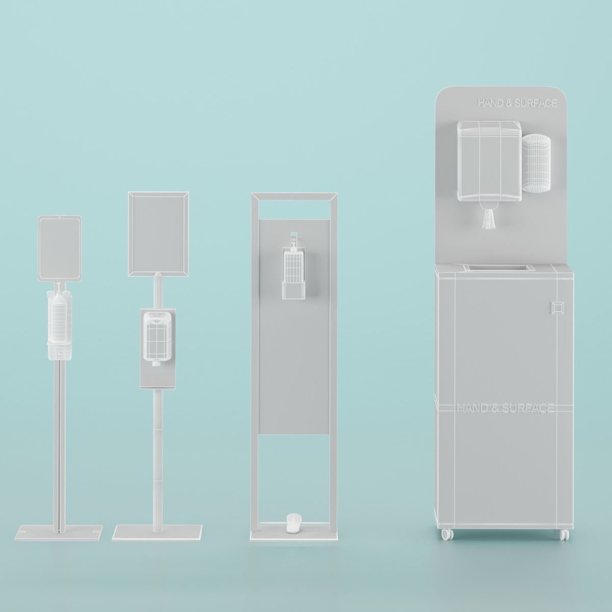 Sanitizer Stand Set Low-poly 3D model_4