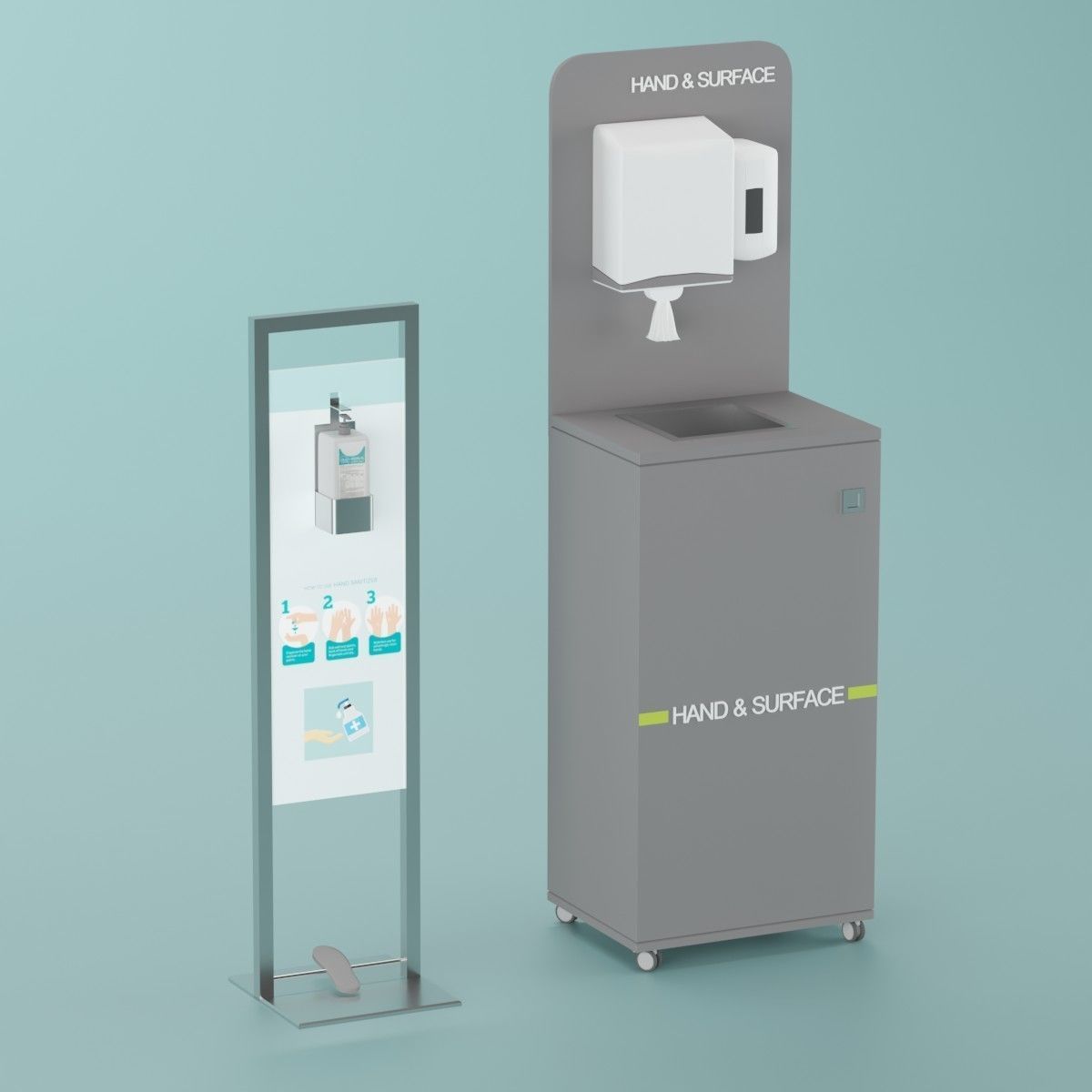 Sanitizer Stand Set Low-poly 3D model_2