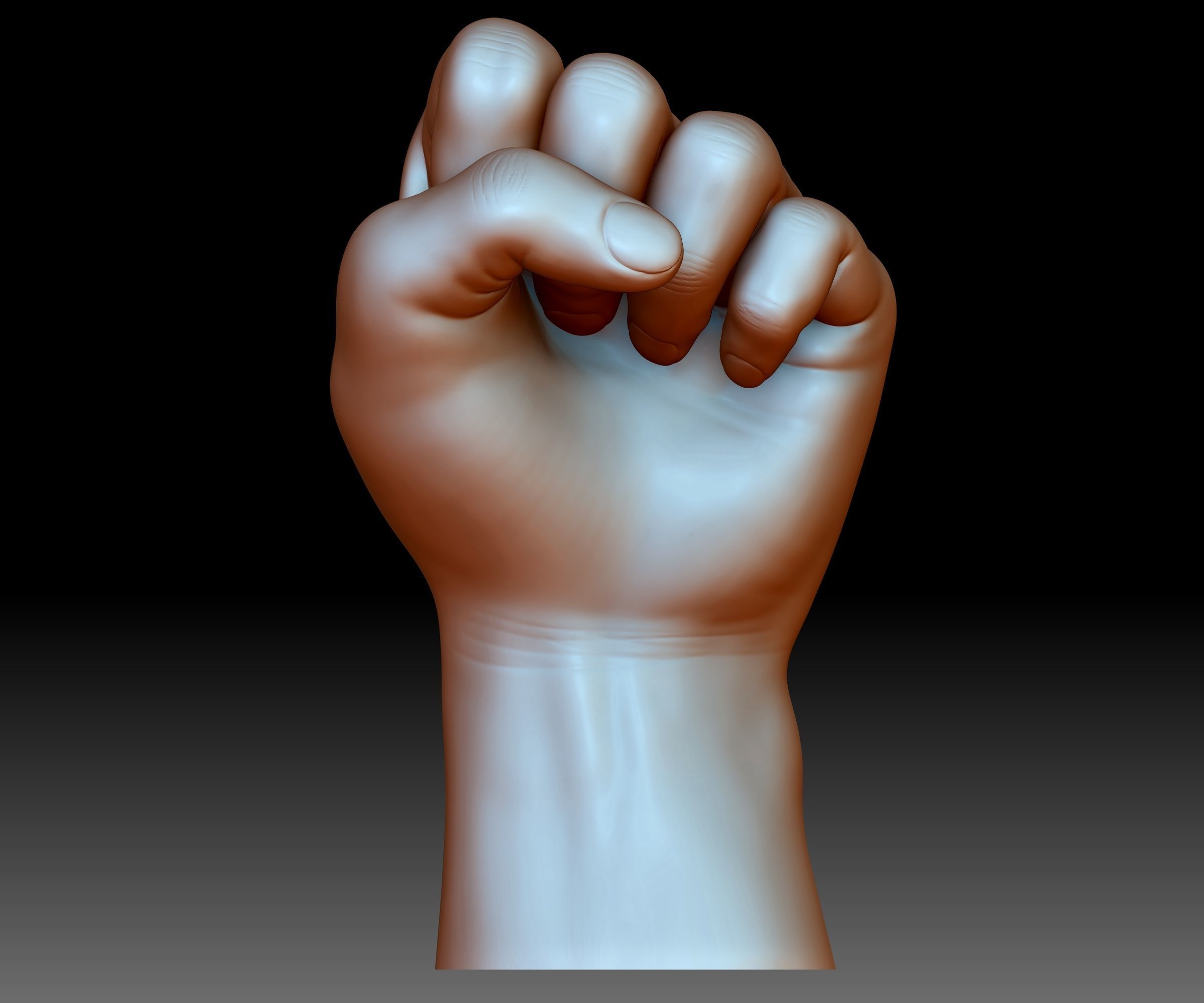 Fist hand gesture knuckle STL file 3D printable male 3D print model_6