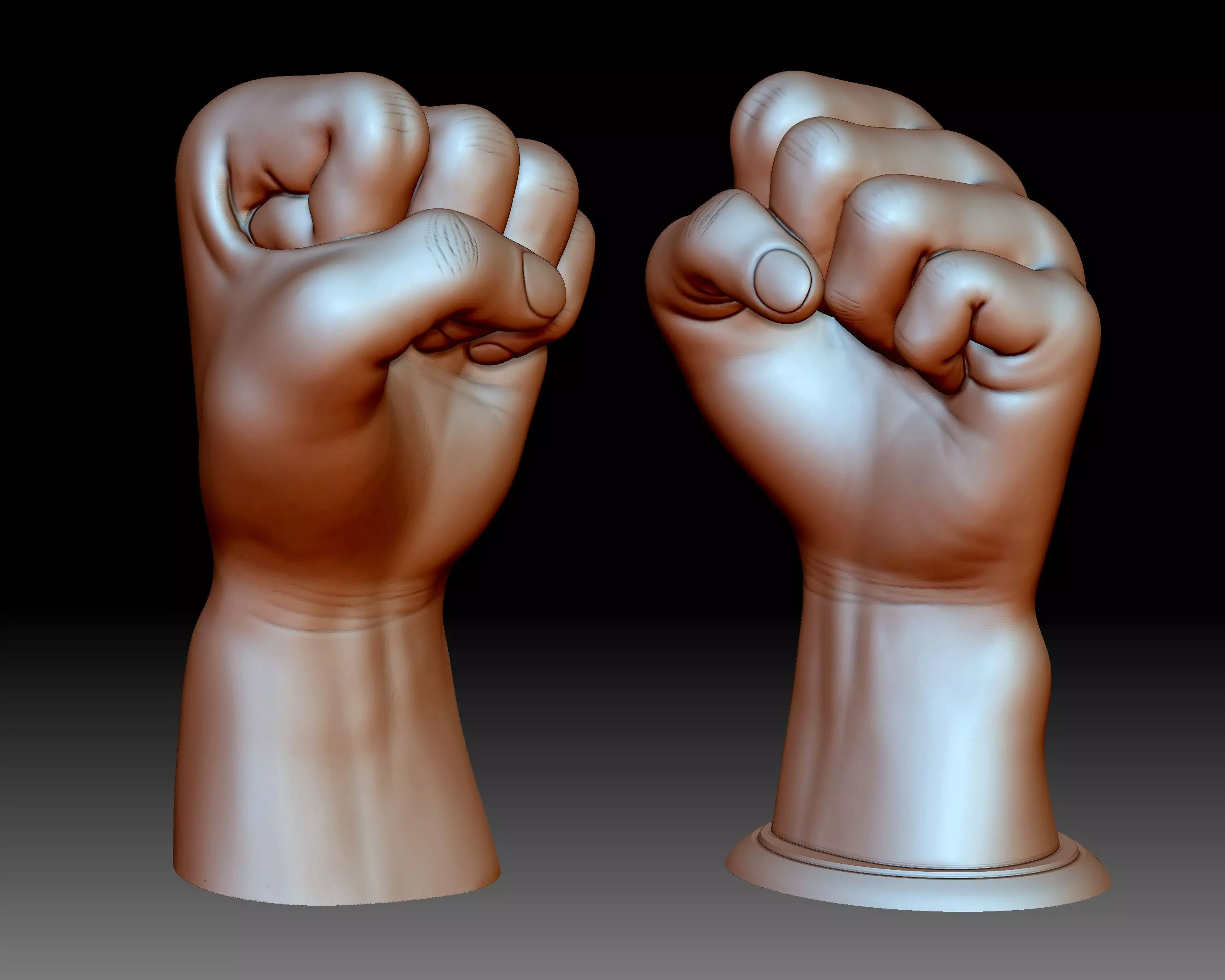 Fist hand gesture knuckle STL file 3D printable male 3D print model_0