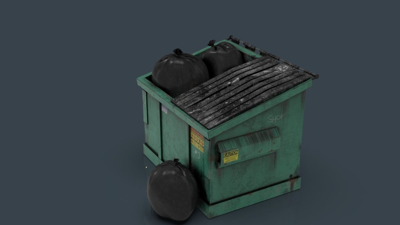 Garbage Dumpster Low-poly 3D model_2
