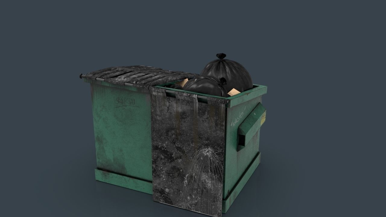 Garbage Dumpster Low-poly 3D model_5
