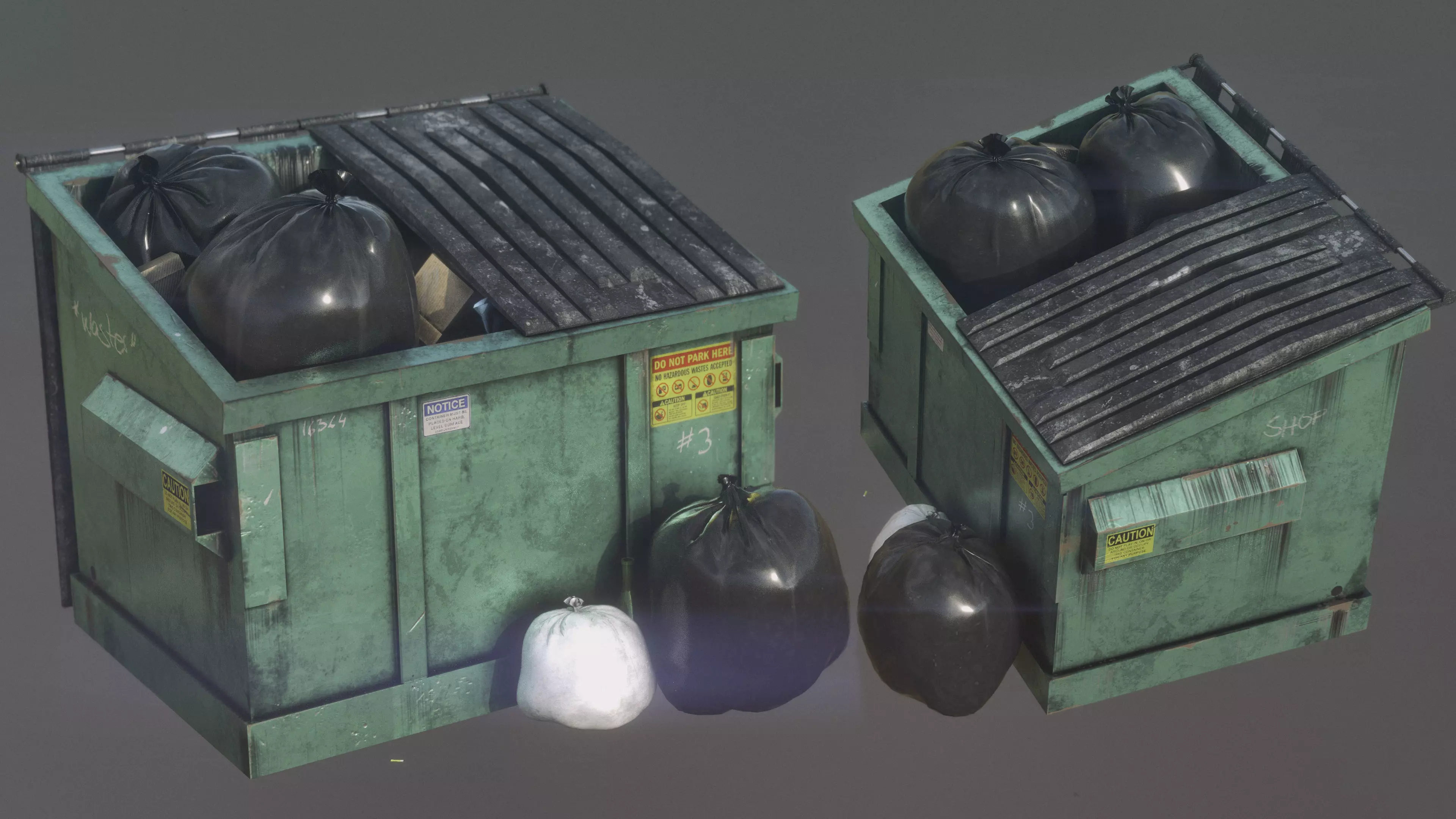 Garbage Dumpster Low-poly 3D model_0