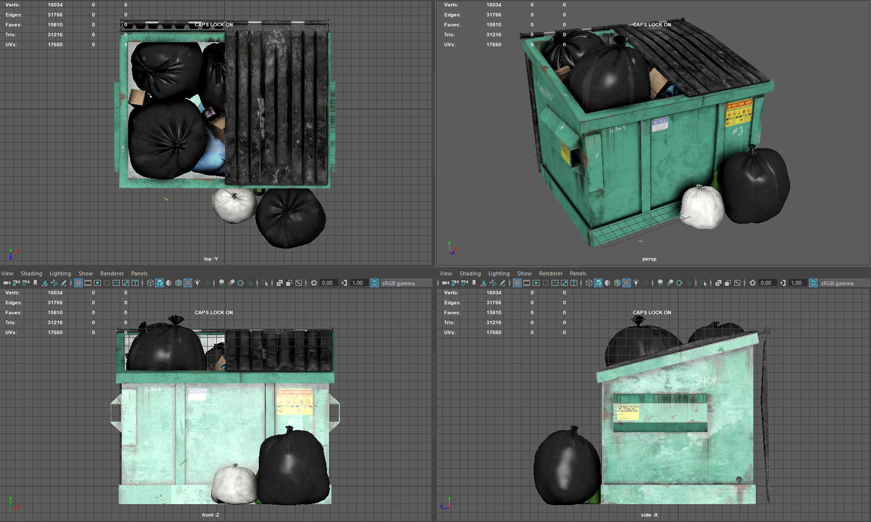Garbage Dumpster Low-poly 3D model_13