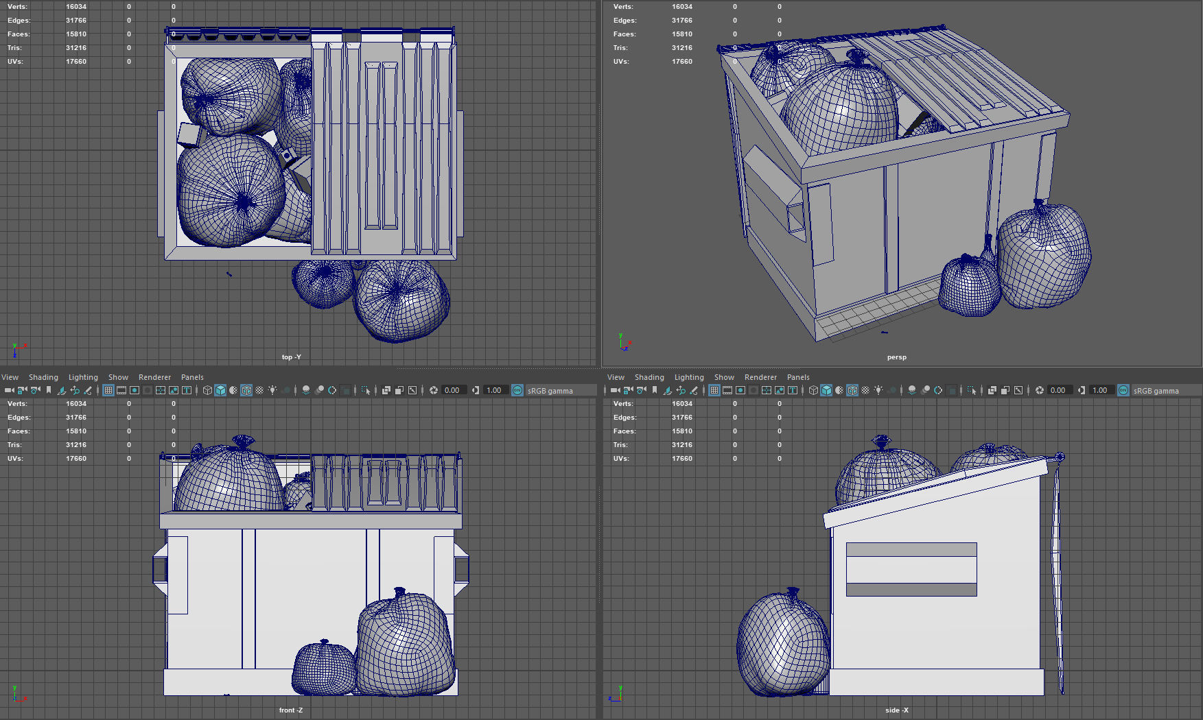 Garbage Dumpster Low-poly 3D model_15