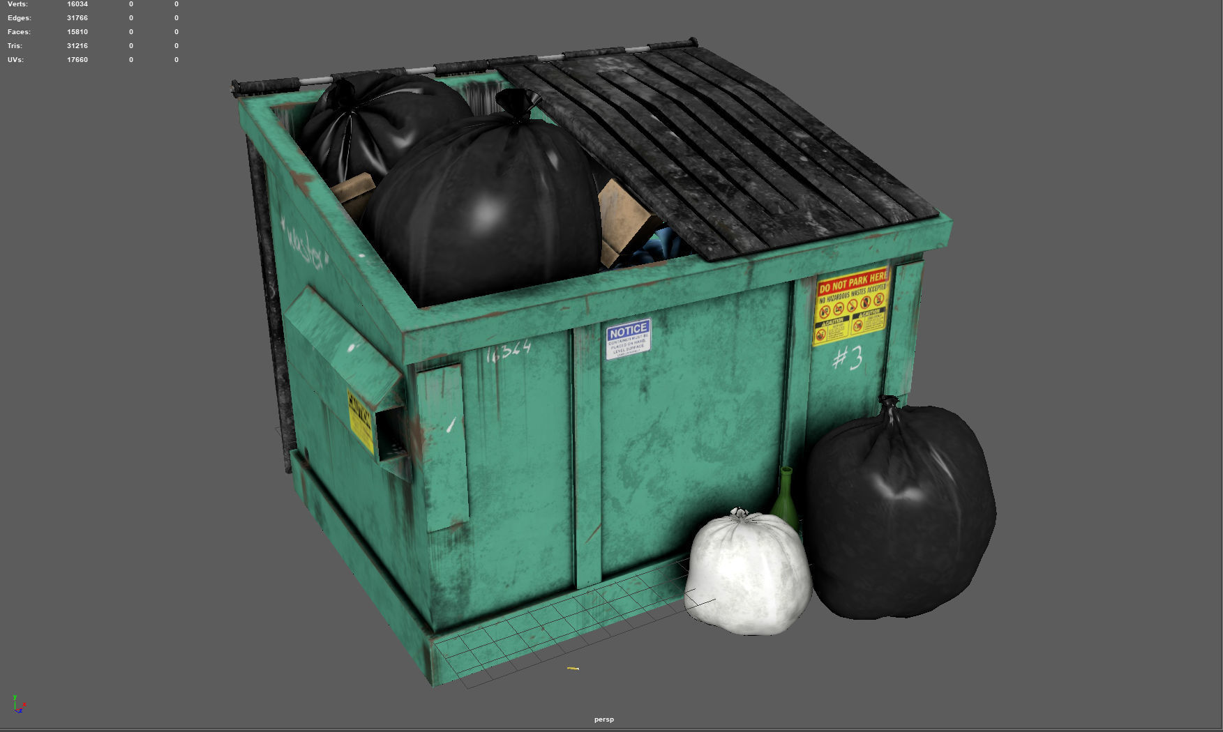 Garbage Dumpster Low-poly 3D model_10