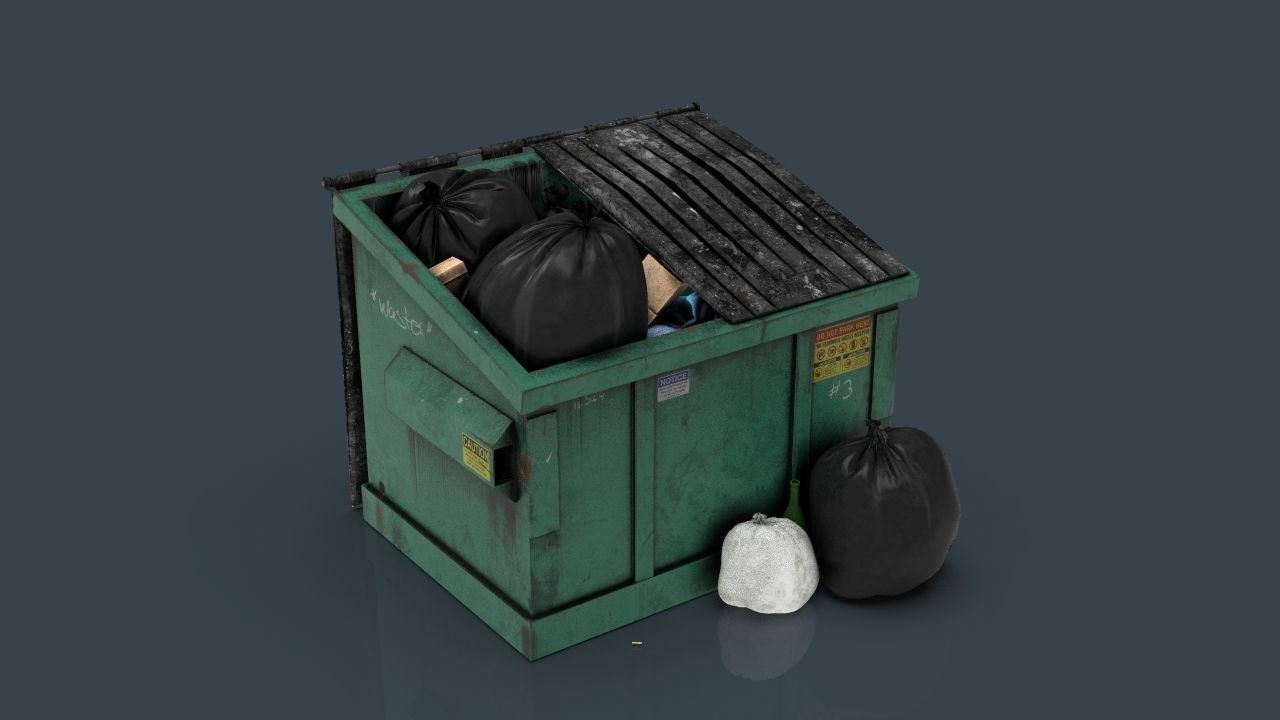 Garbage Dumpster Low-poly 3D model_7