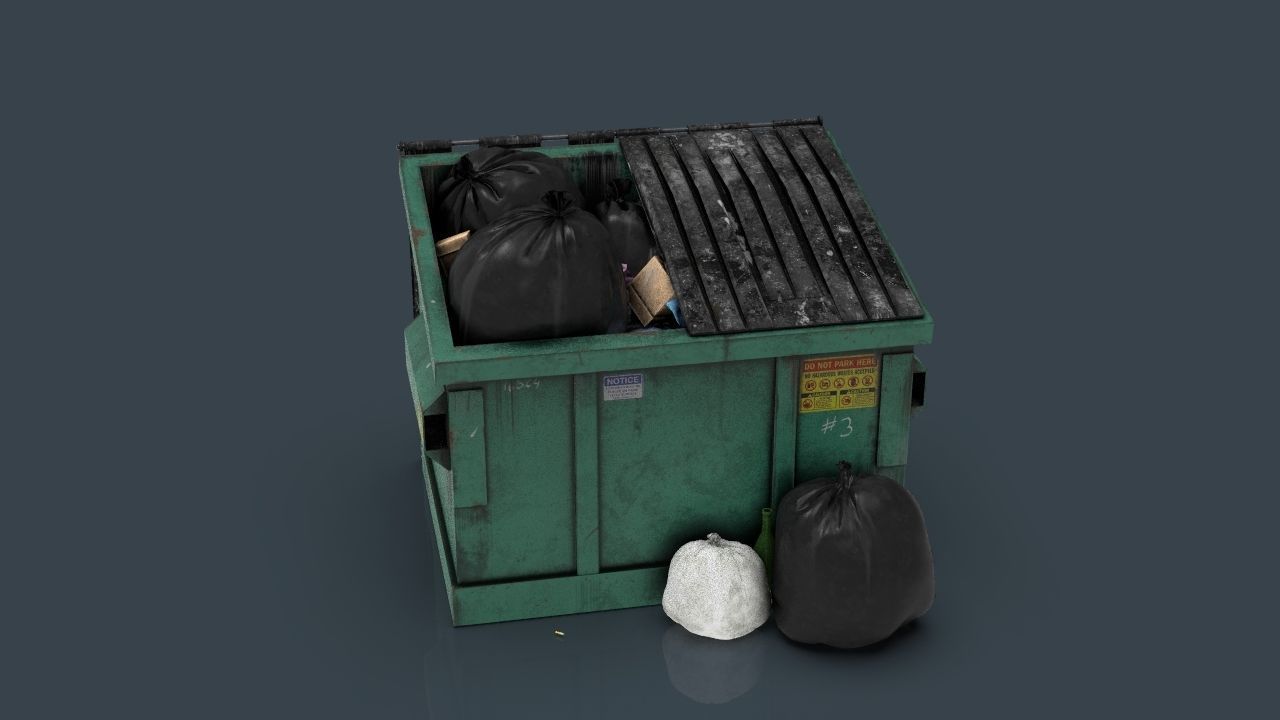 Garbage Dumpster Low-poly 3D model_4