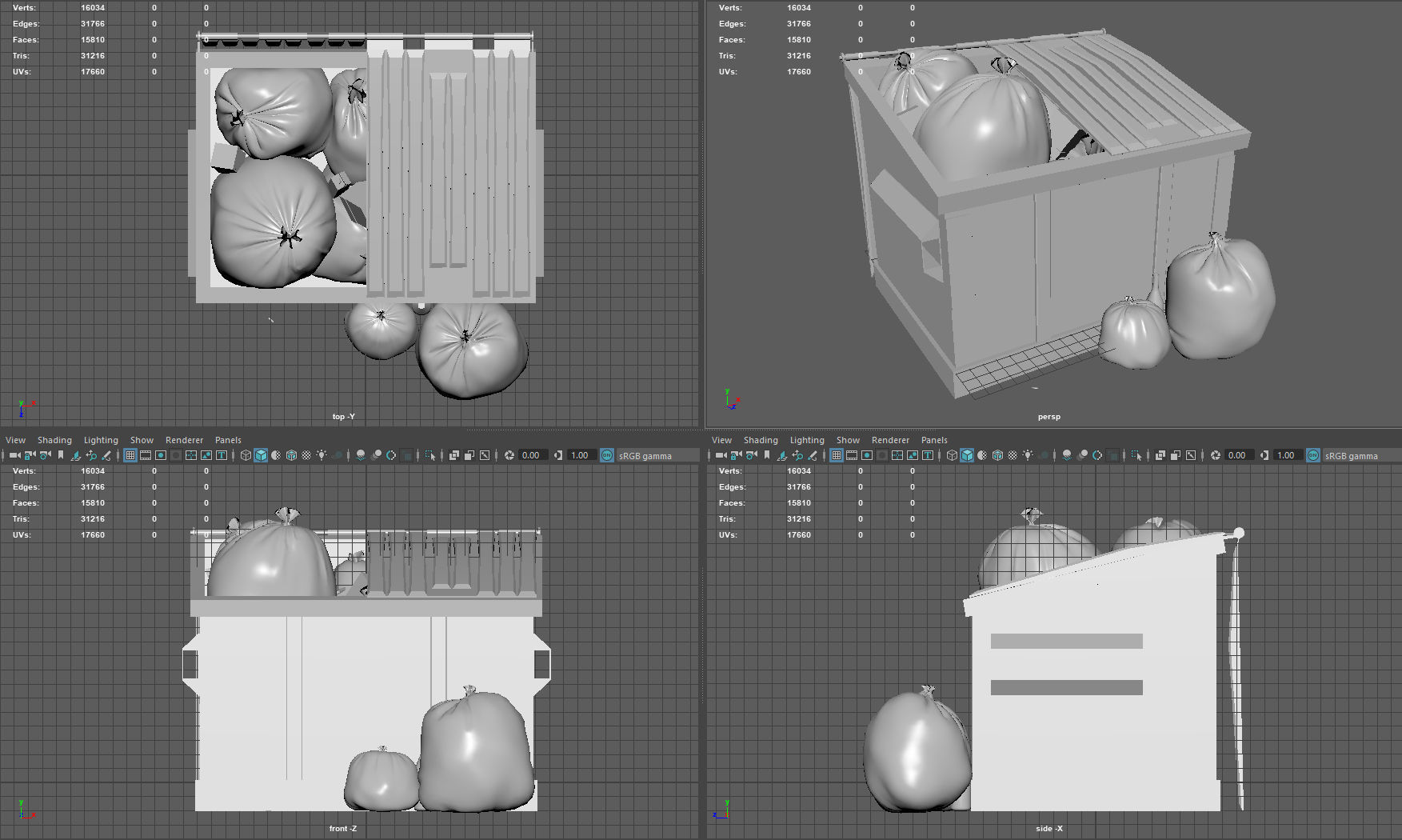 Garbage Dumpster Low-poly 3D model_14