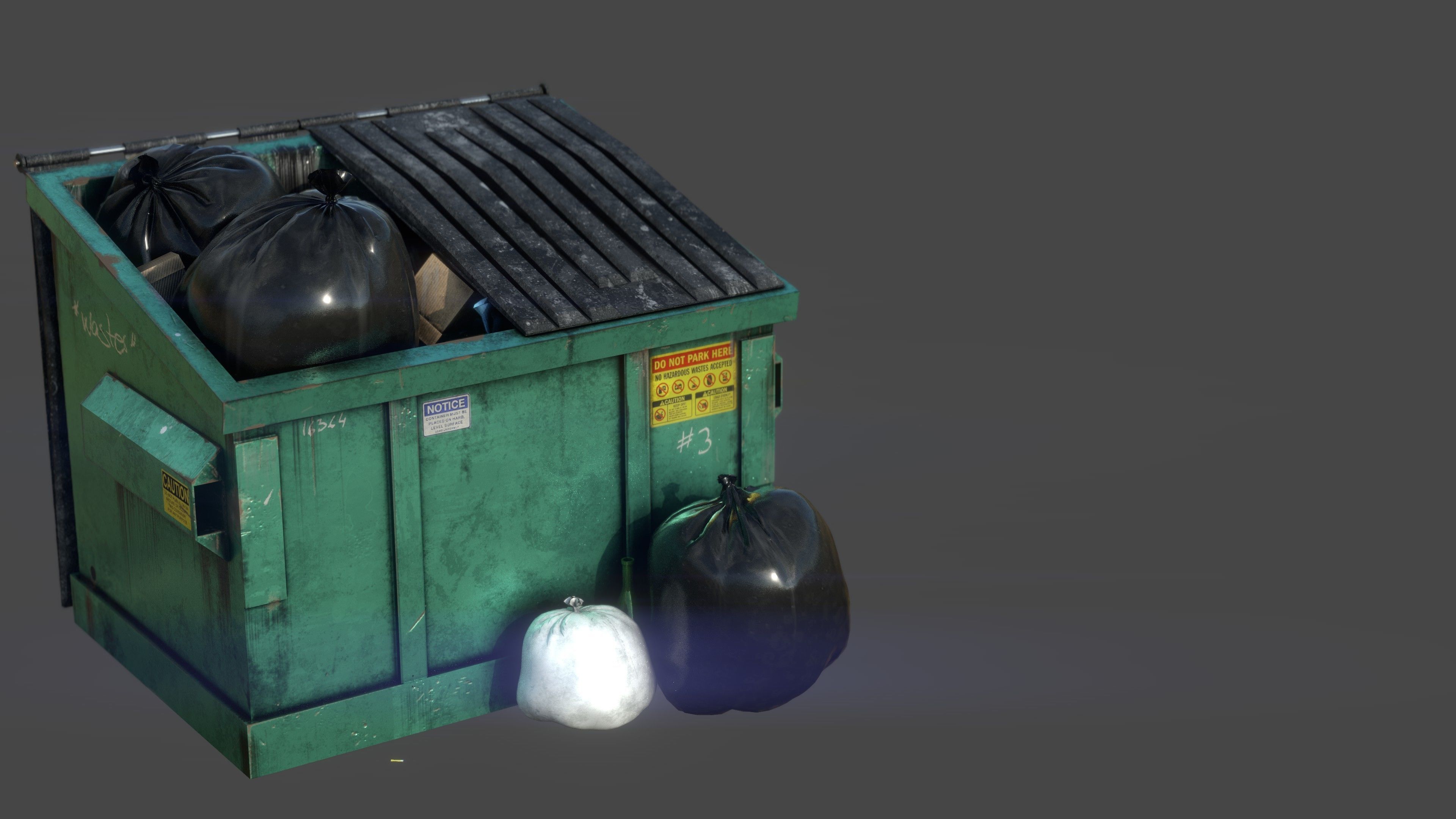 Garbage Dumpster Low-poly 3D model_8