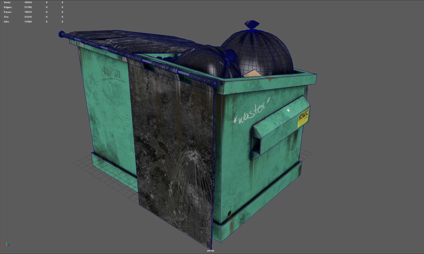 Garbage Dumpster Low-poly 3D model_16