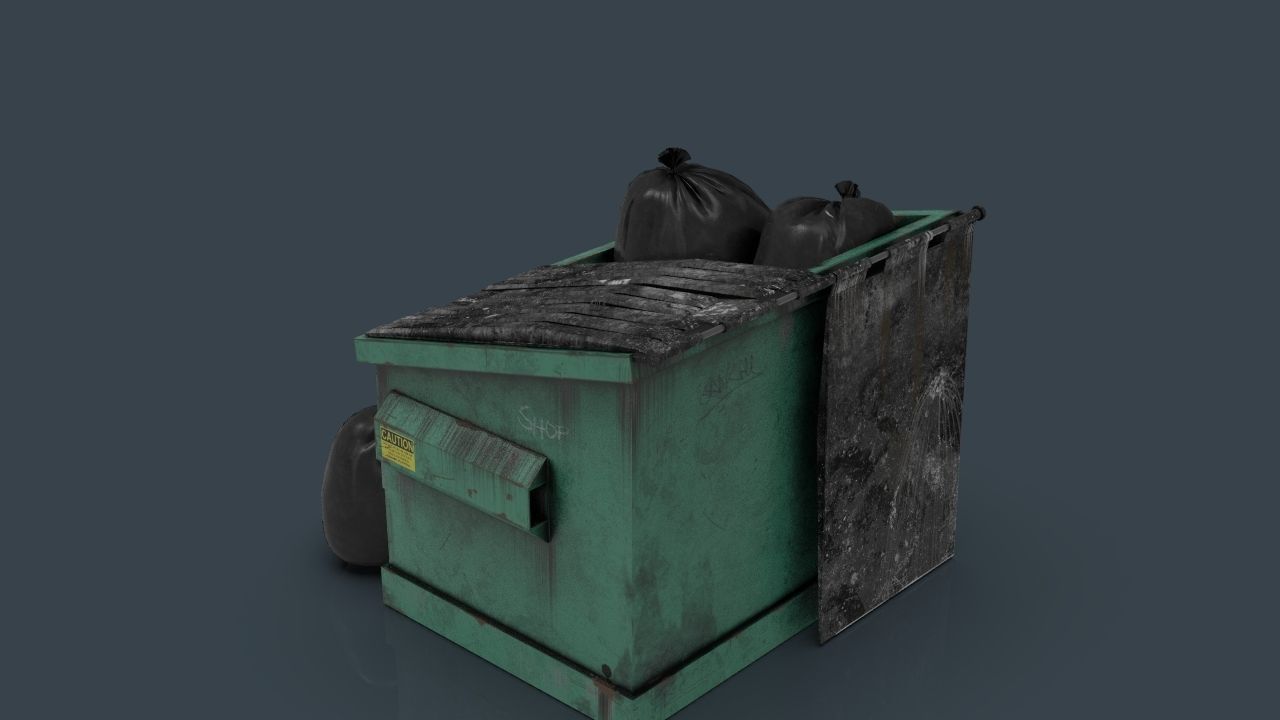 Garbage Dumpster Low-poly 3D model_3