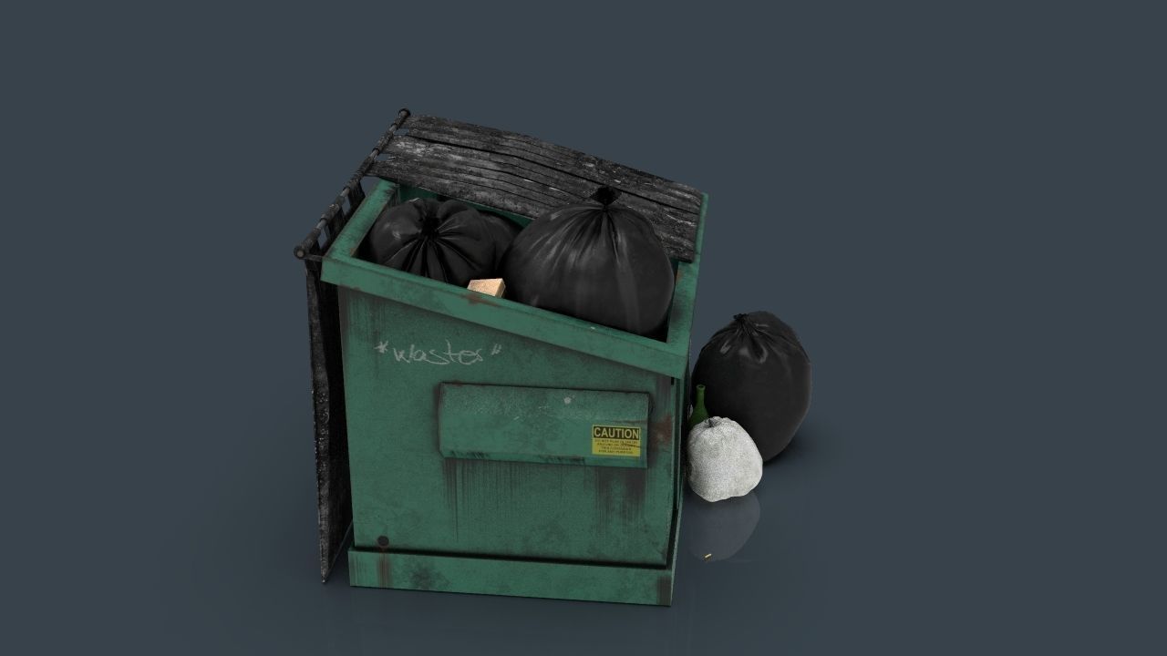 Garbage Dumpster Low-poly 3D model_6