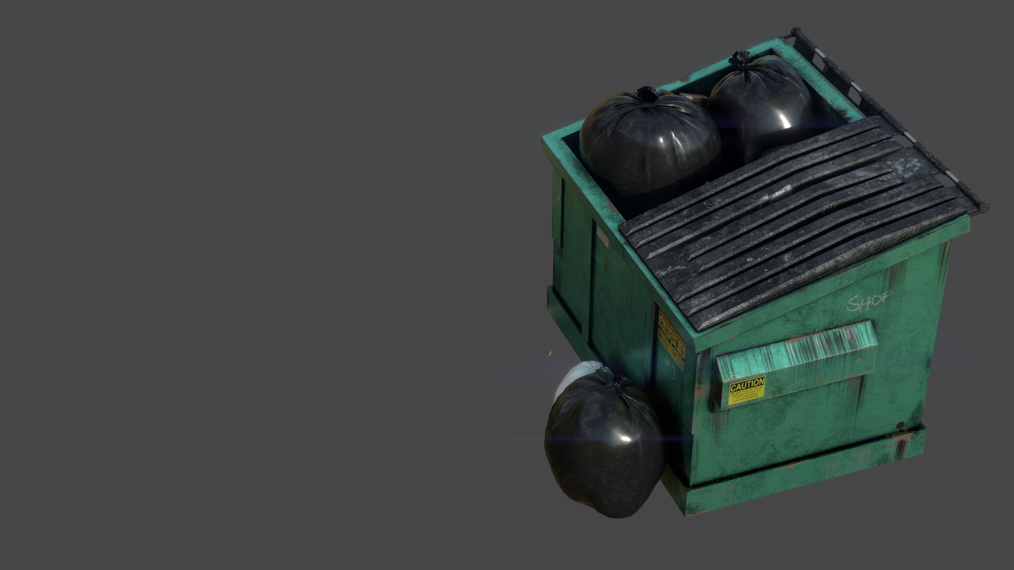 Garbage Dumpster Low-poly 3D model_9