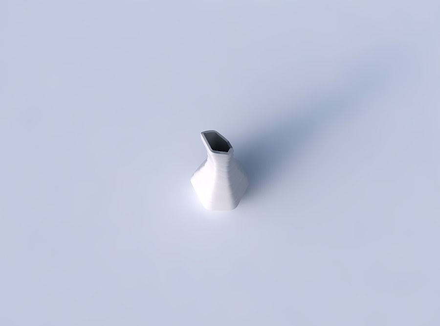 Vase top bent hexagon 2 with horizontal inverted layers 3D print model_2