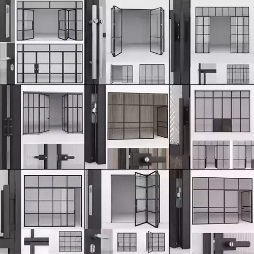 Aluminium door x9 3D Model Collection