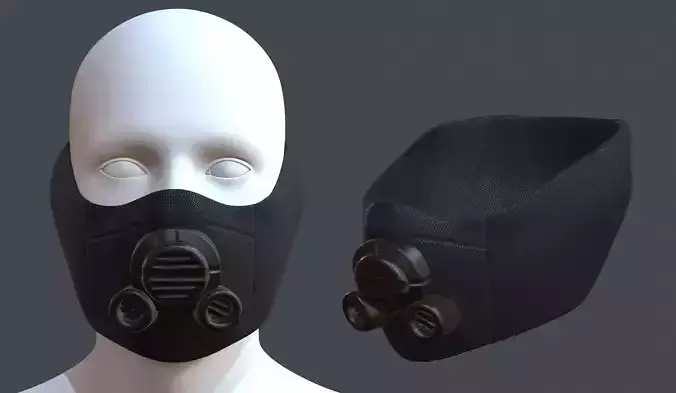 Gas mask helmet 3d model scifi Low-poly 