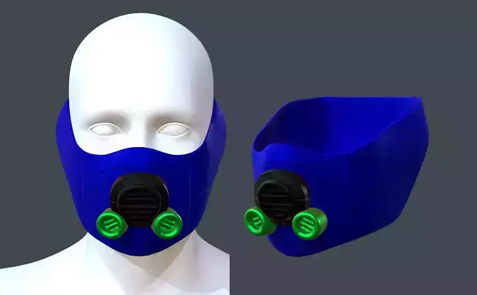 Gas mask helmet 3d model scifi Low-poly 