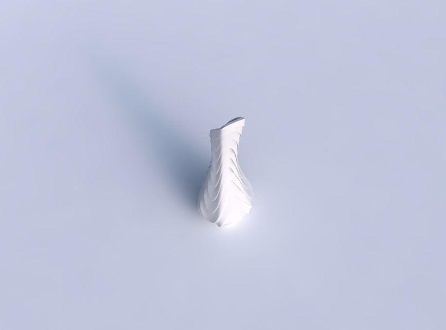 Vase top bent hexagon 2 with horizontal wavy inverted layers 3D print model_1