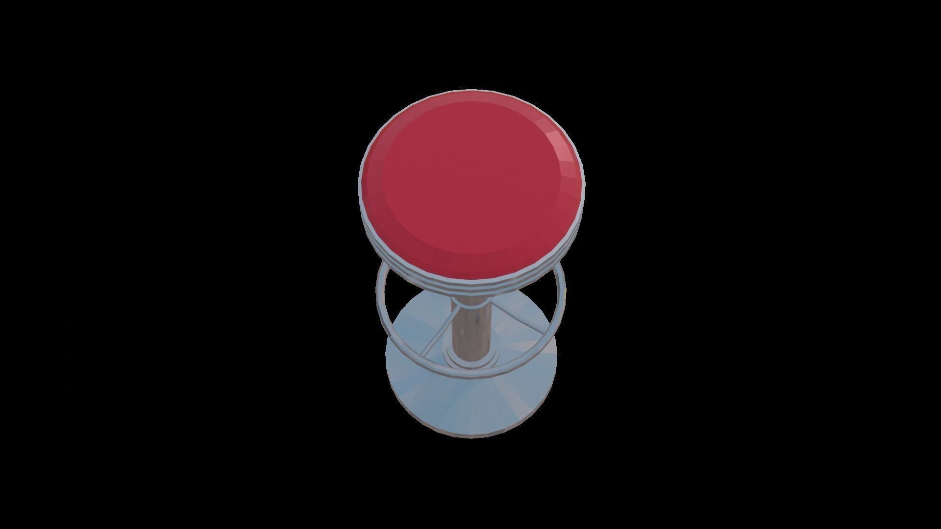 Diner Bar Stool Low-poly 3D model_2