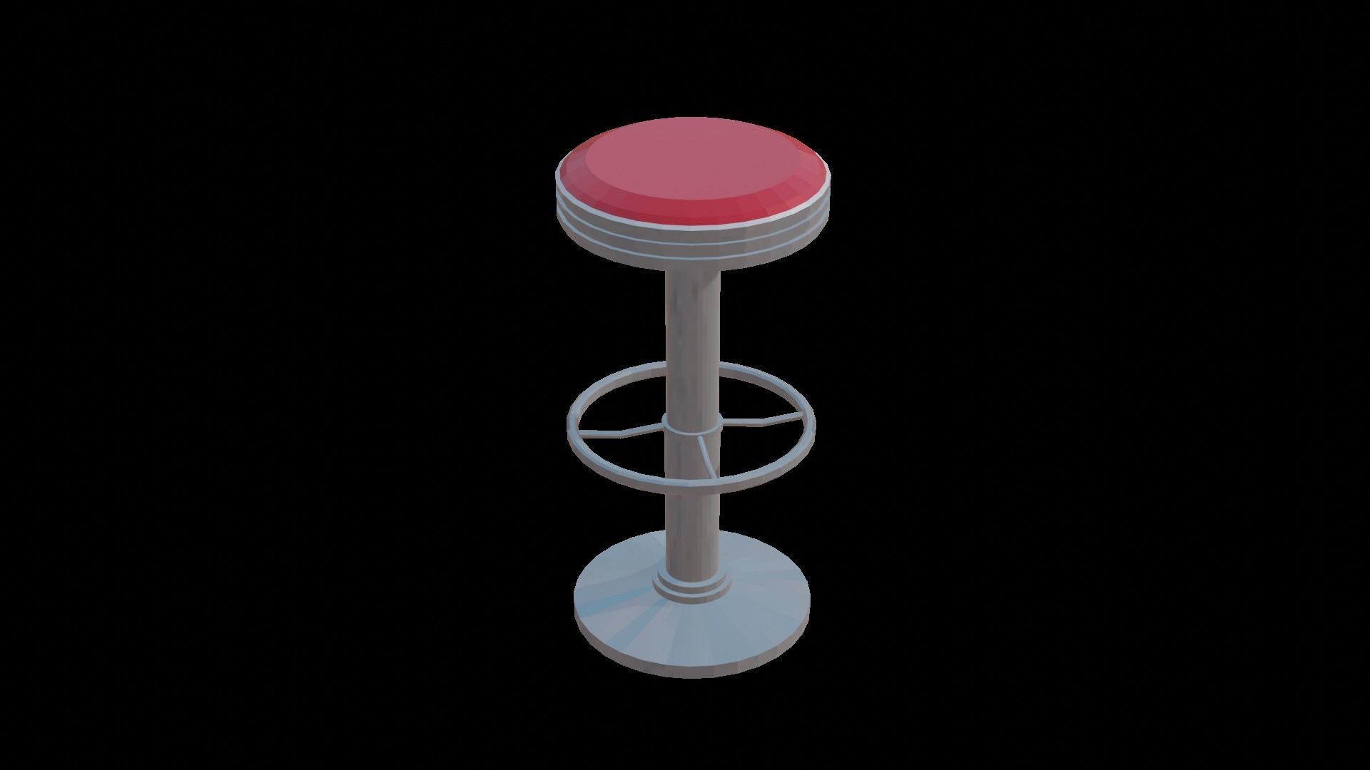 Diner Bar Stool Low-poly 3D model_1