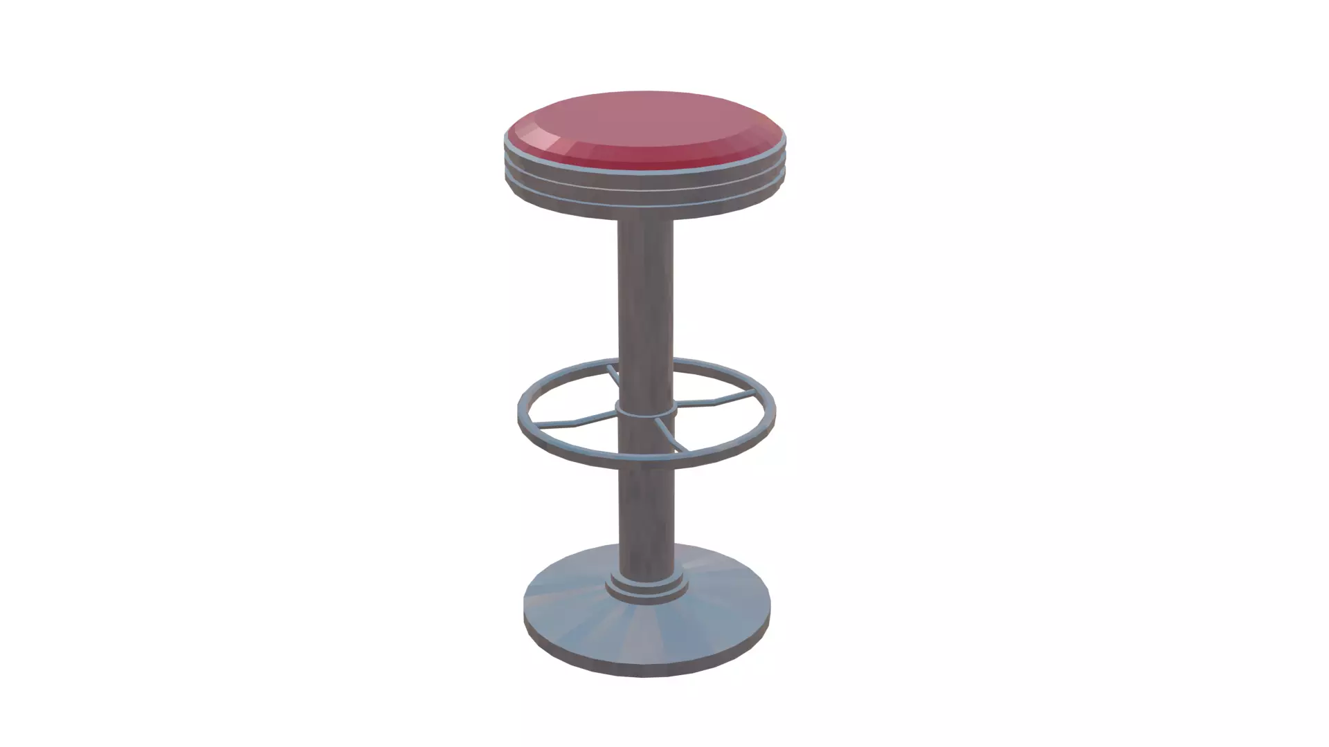 Diner Bar Stool Low-poly 3D model_0