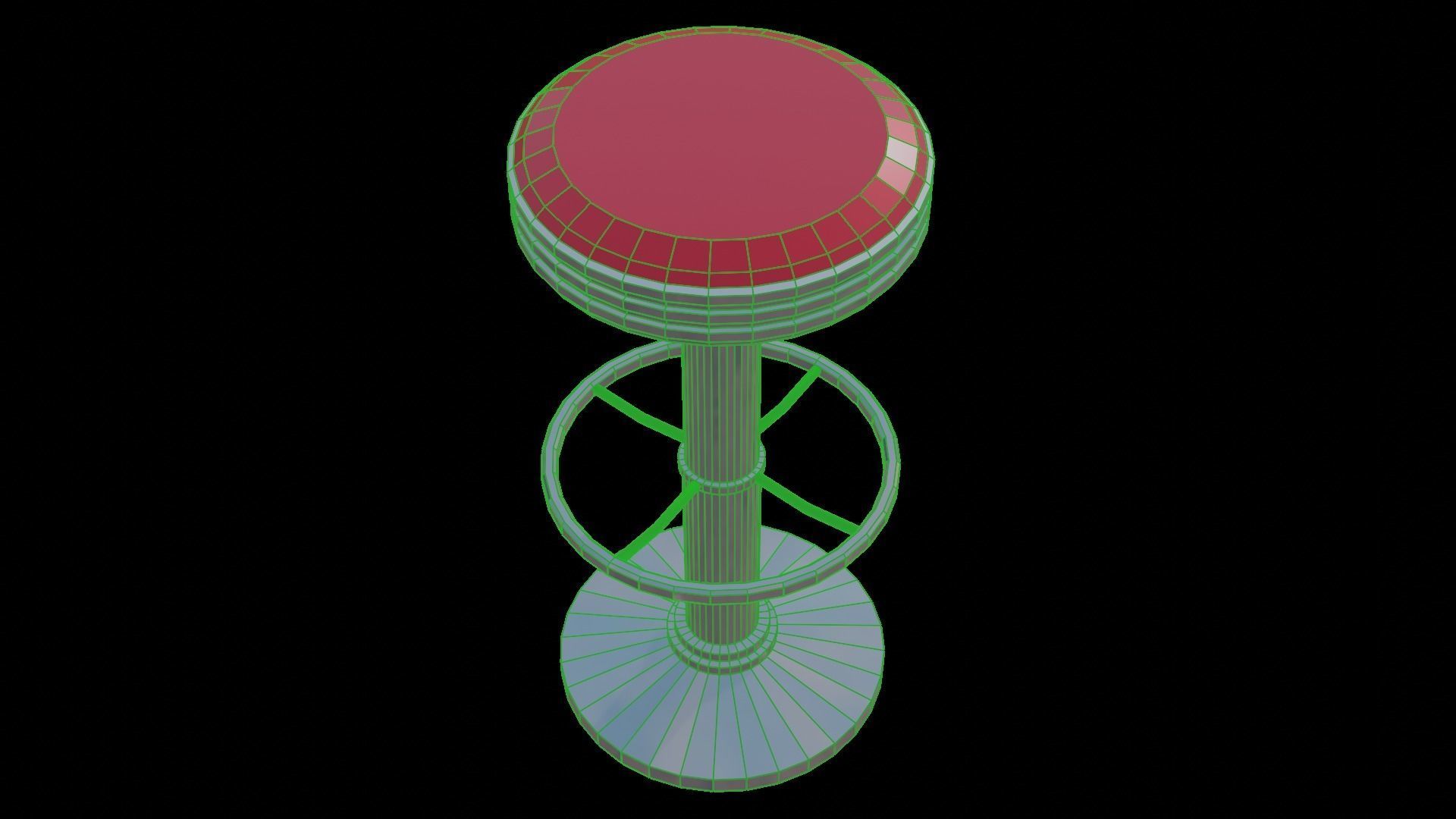 Diner Bar Stool Low-poly 3D model_4