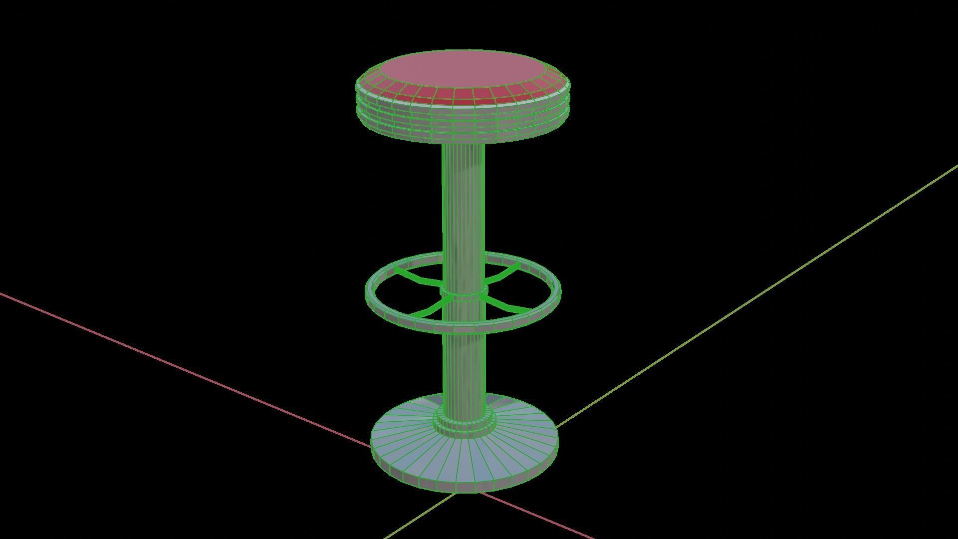 Diner Bar Stool Low-poly 3D model_6