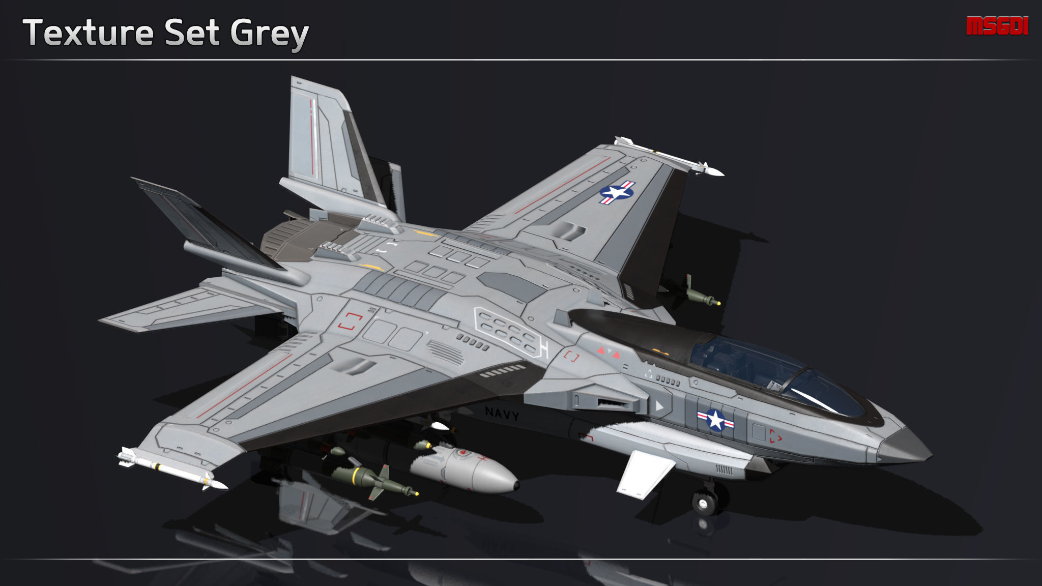 Scifi Fighter VF145 Low-poly 3D model_13