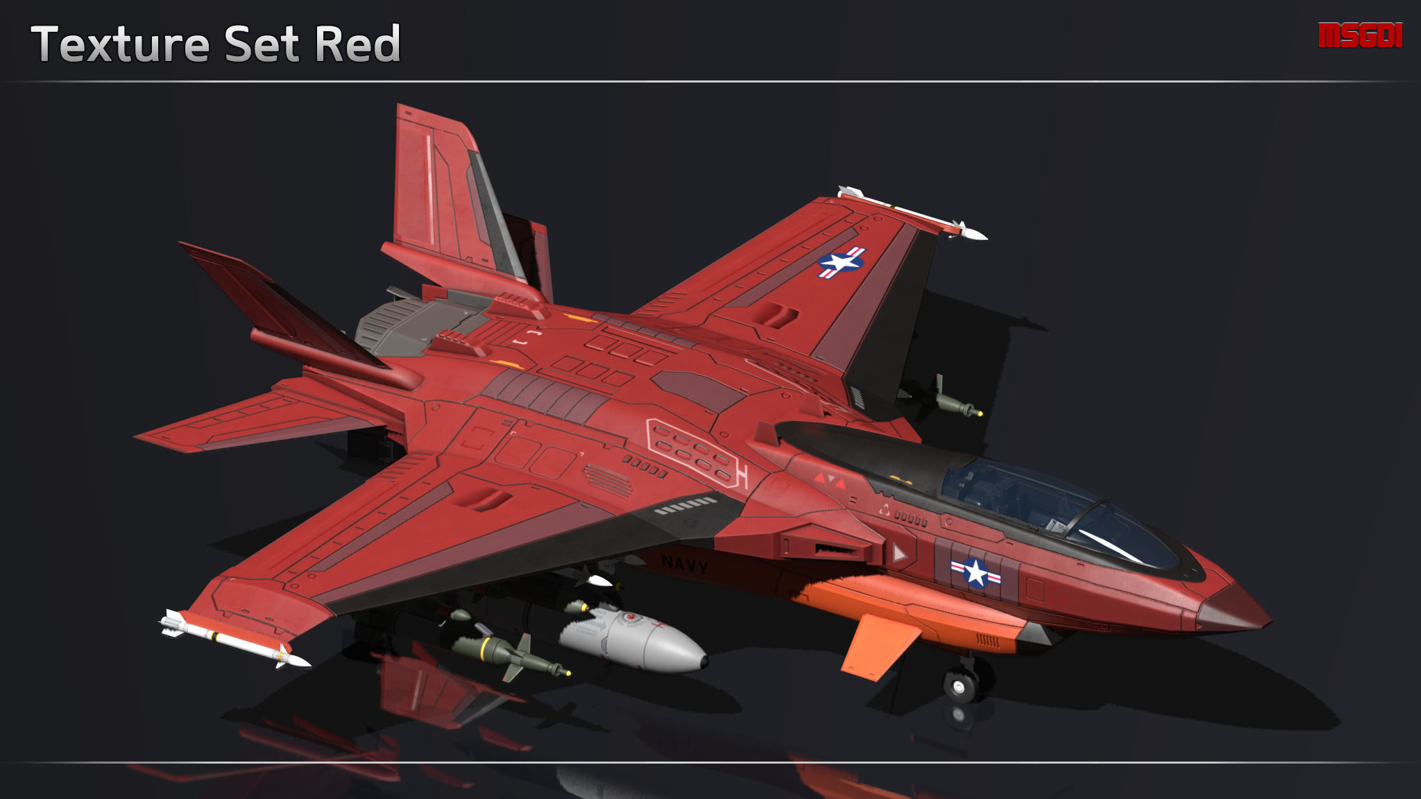 Scifi Fighter VF145 Low-poly 3D model_14