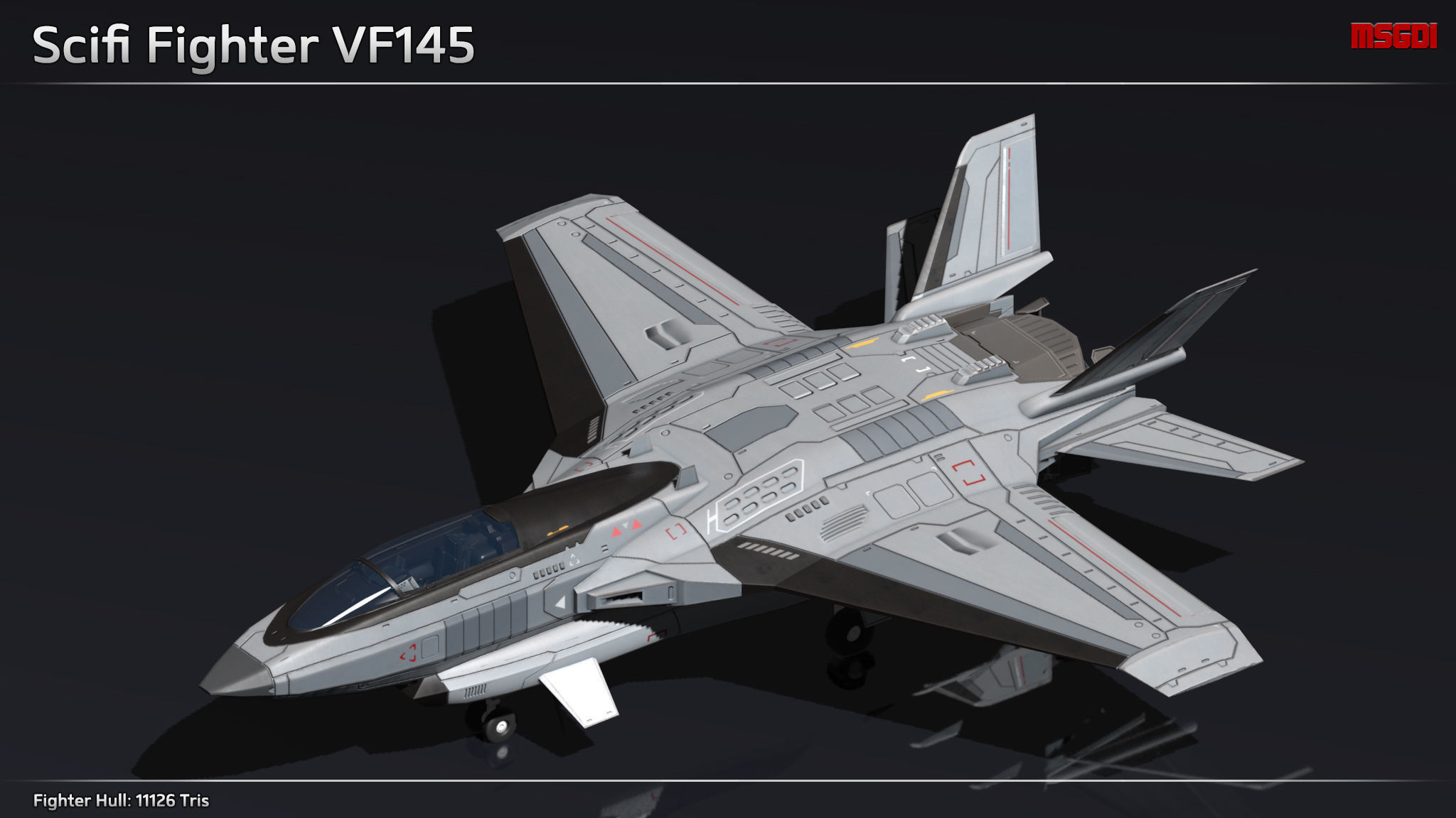 Scifi Fighter VF145 Low-poly 3D model_1