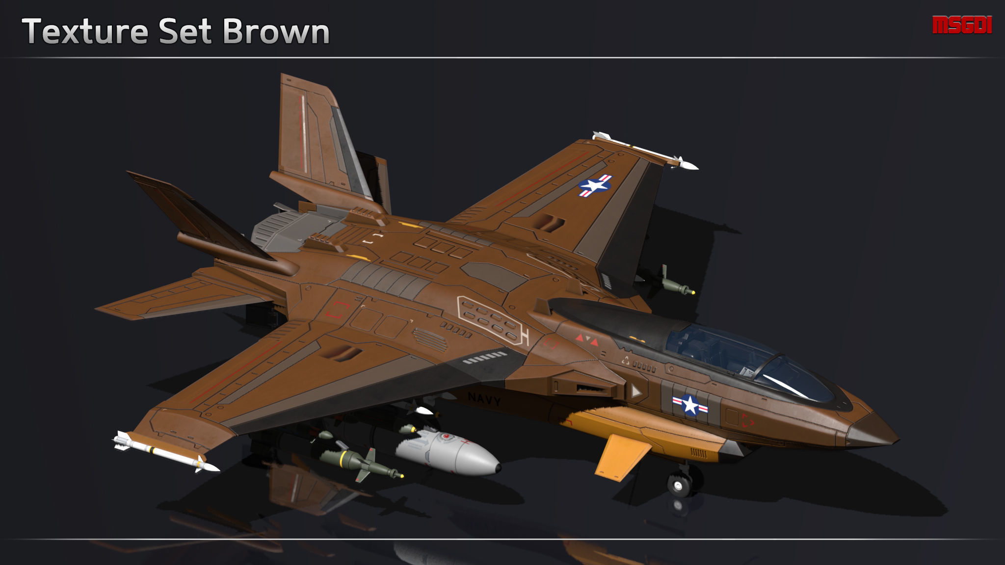 Scifi Fighter VF145 Low-poly 3D model_12