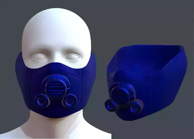 Gas mask helmet 3d model scifi Low-poly 