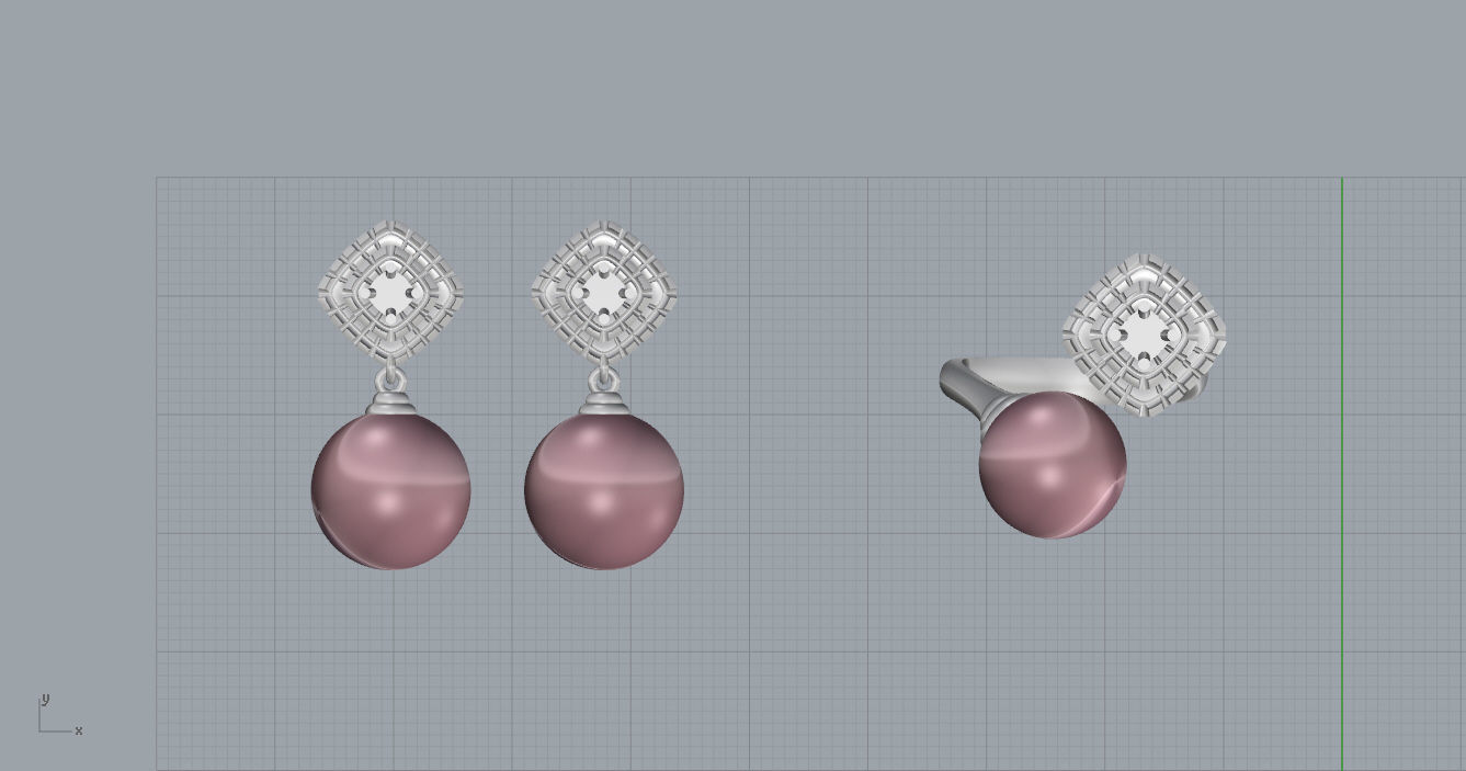 Ring and Earrings  3D print model_12