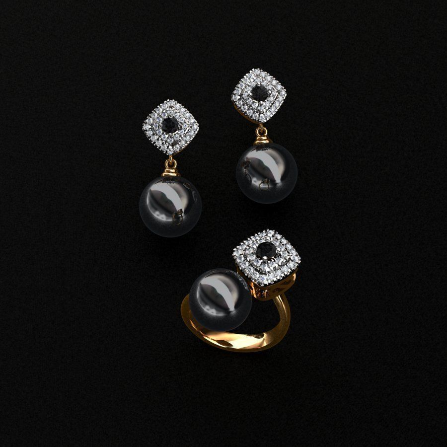 Ring and Earrings  3D print model_8