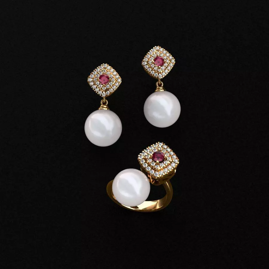 Ring and Earrings  3D print model_0