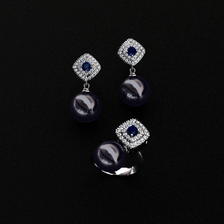 Ring and Earrings  3D print model_2