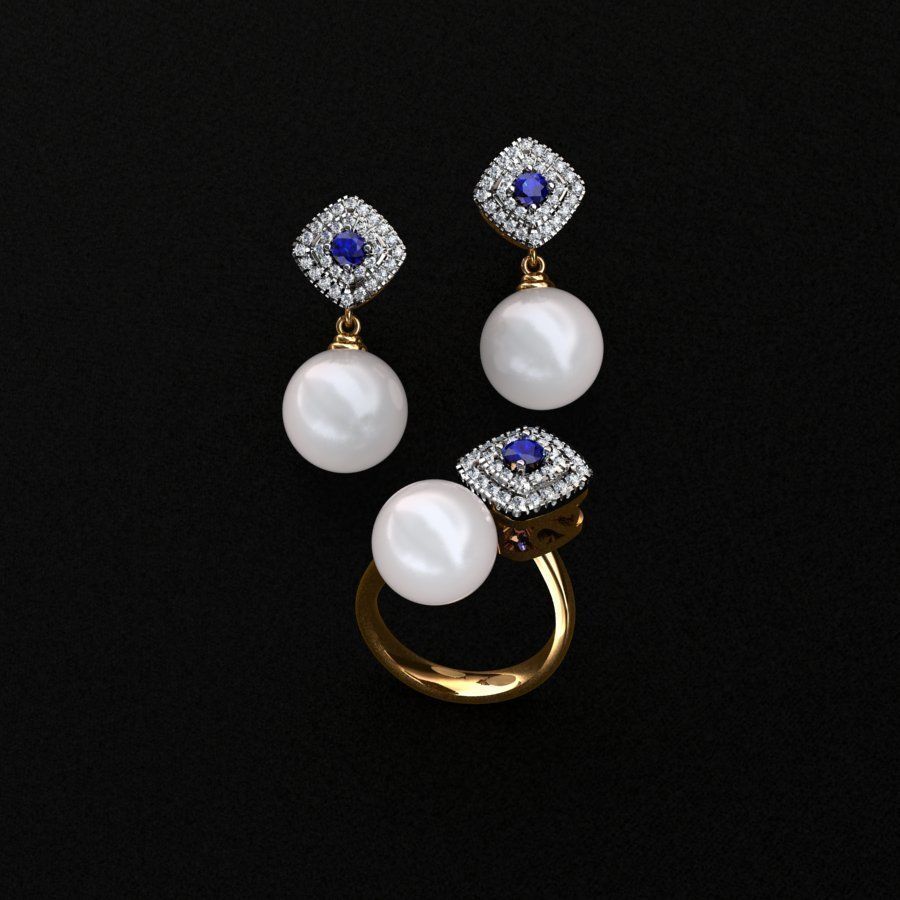 Ring and Earrings  3D print model_7