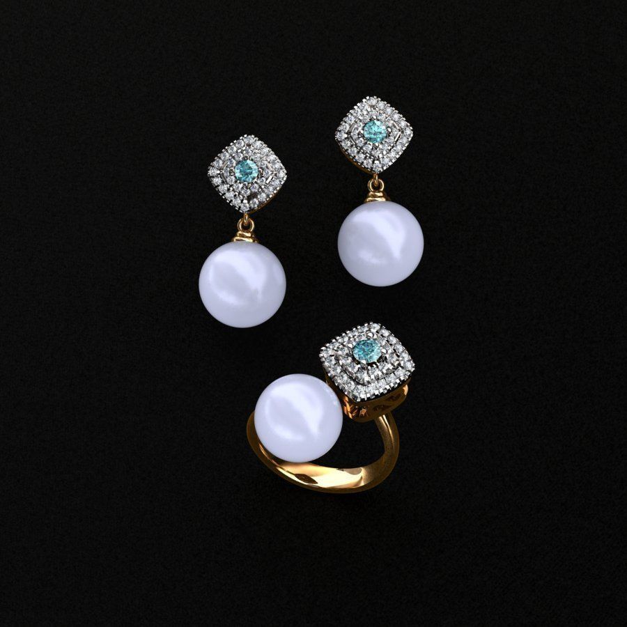 Ring and Earrings  3D print model_5